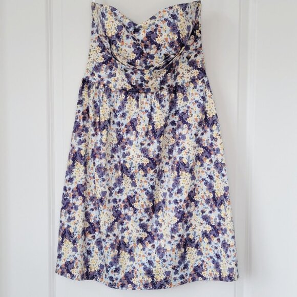 Easy Wear Floral Strapless Dress Blue Cotton EU 38 (Spain) S - Picture 2 of 10